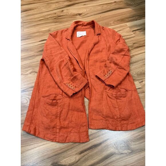 Anthropologie Vintage Washed Linen blend Blazer oversized boho lagenlook Sz 6 - Picture 10 of 10